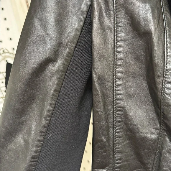 Trouve Women's Black Leather Moto Jacket Draped Front Size Medium - Picture 4 of 6
